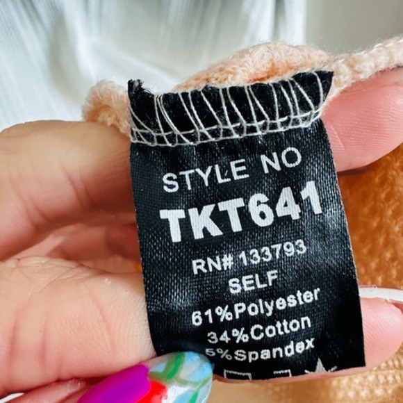 POL Tie Dye Waffle Knit Long Sleeve Tee Oversized Small Cotton Hand-Dipped - Picture 5 of 9